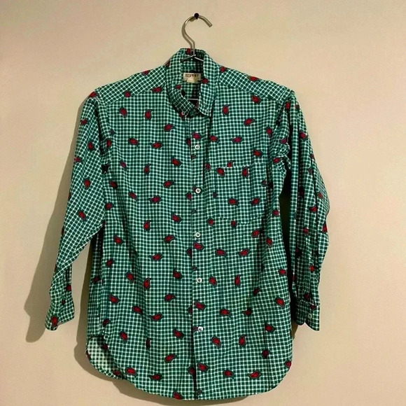ESPRIT kids vintage paisley & checkered cotton button down 10-11yr red & green - Picture 3 of 11
